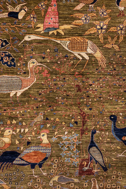 Pheasant Garden Handwoven Contemporary Rug, J86006
