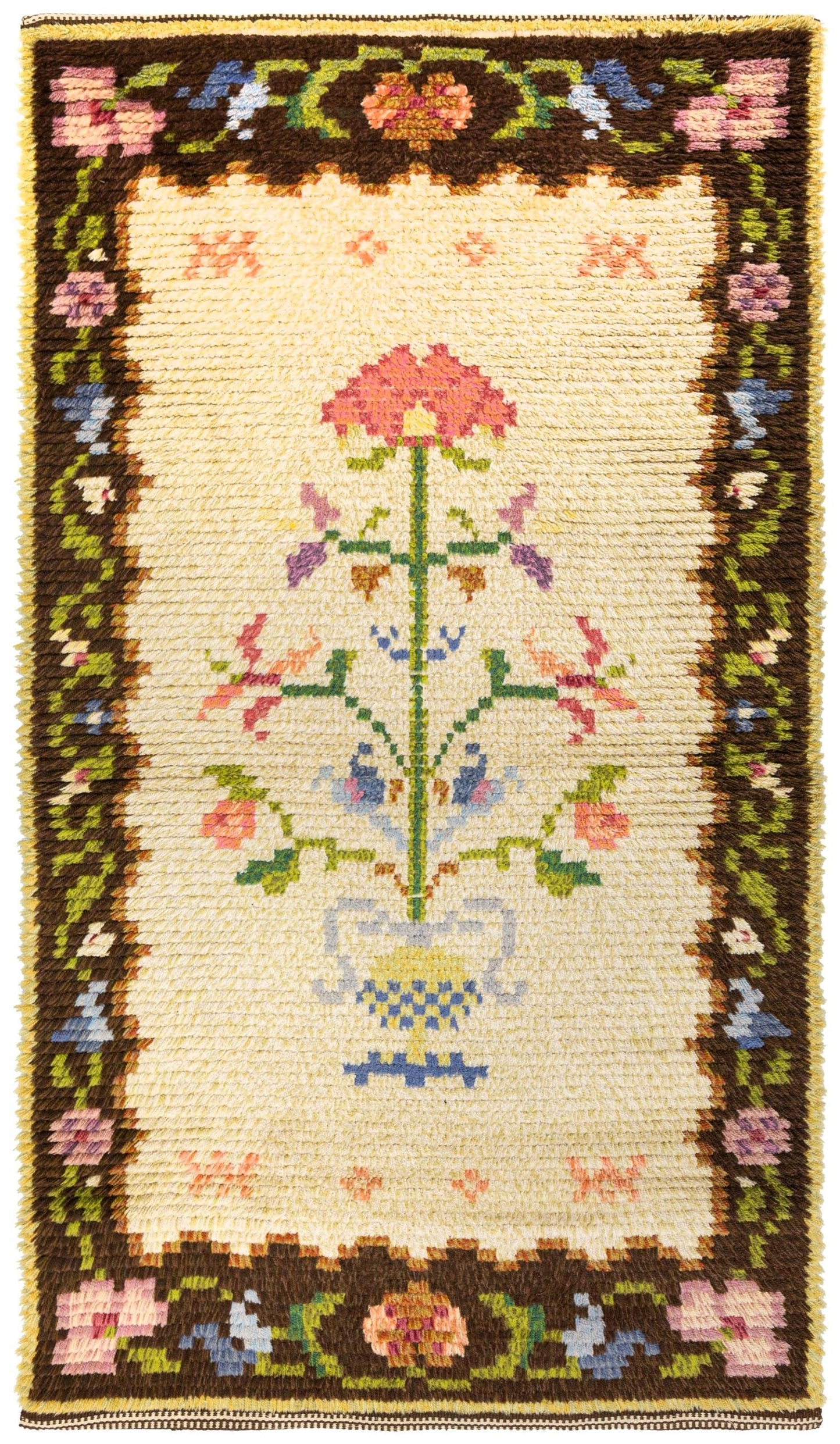 Vintage Pile Scandinavian Handwoven Contemporary Rug