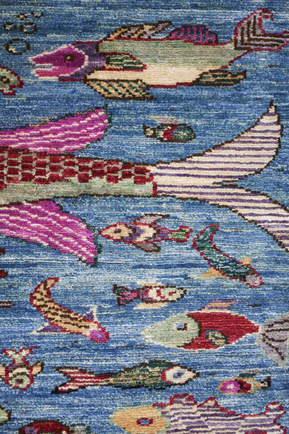 Small Fish Handwoven Contemporary Rug, J70539