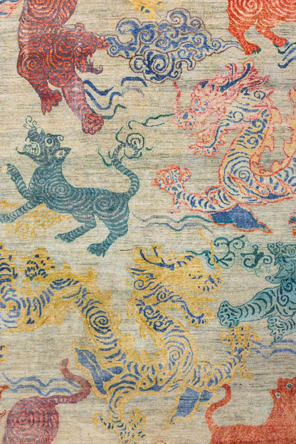 Snow Lion Handwoven Contemporary Rug, J88449