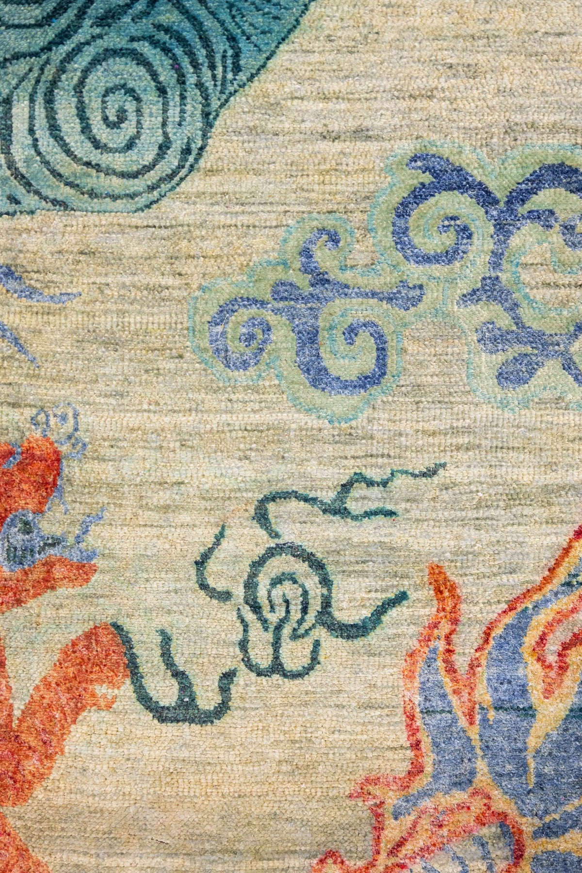 Snow Lion Handwoven Contemporary Rug, J88449