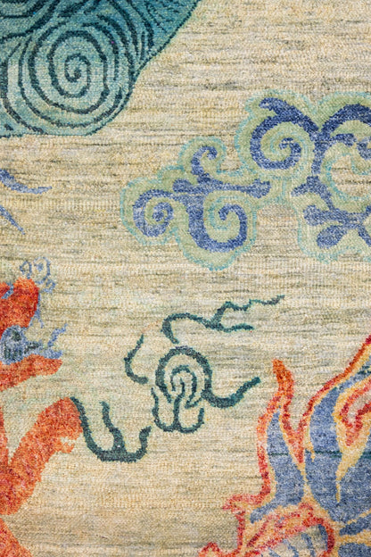 Snow Lion Handwoven Contemporary Rug, J88449
