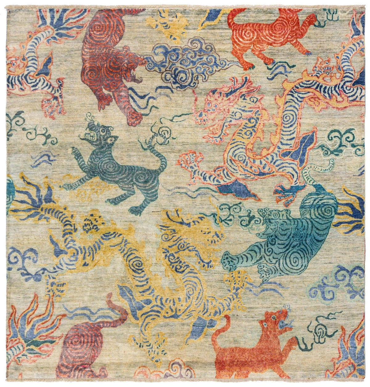 Snow Lion Handwoven Contemporary Rug