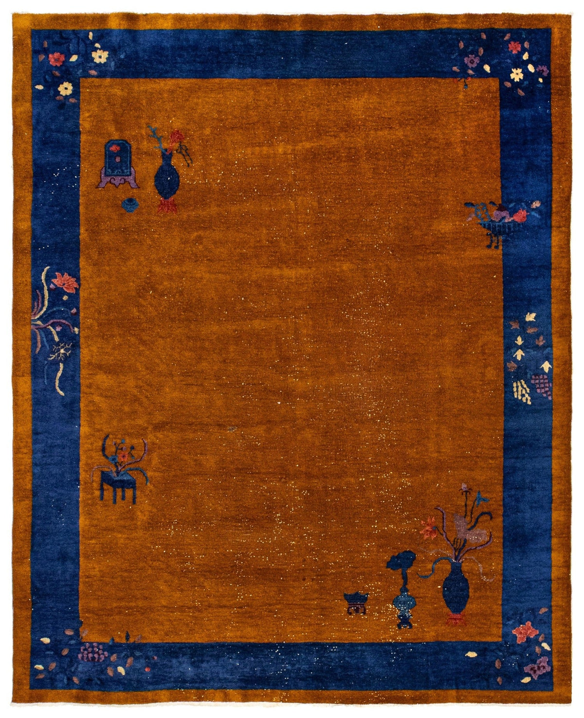 Antique Art Deco Handwoven Traditional Rug