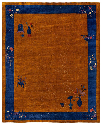 Antique Art Deco Handwoven Traditional Rug