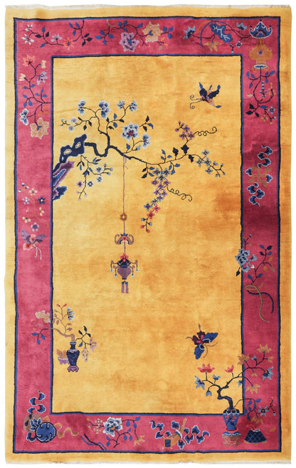 Antique Art Deco Handwoven Traditional Rug