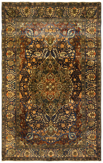 Antique Atashogoli Kashan Handwoven Traditional Rug