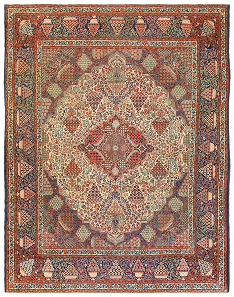 Antique Dabir Kashan Handwoven Traditional Rug