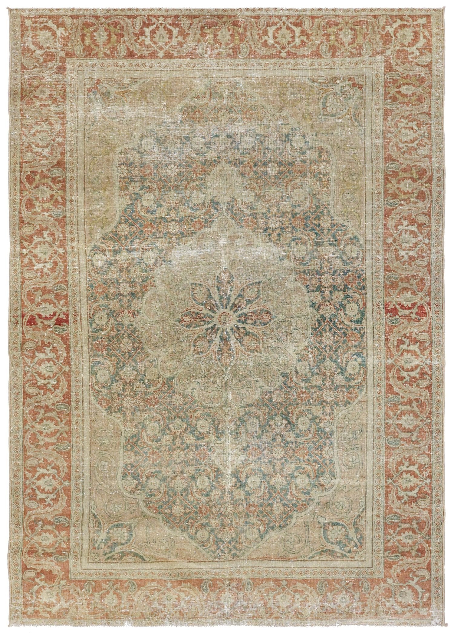 Vintage Haji Jalili Tabriz Handwoven Traditional Rug