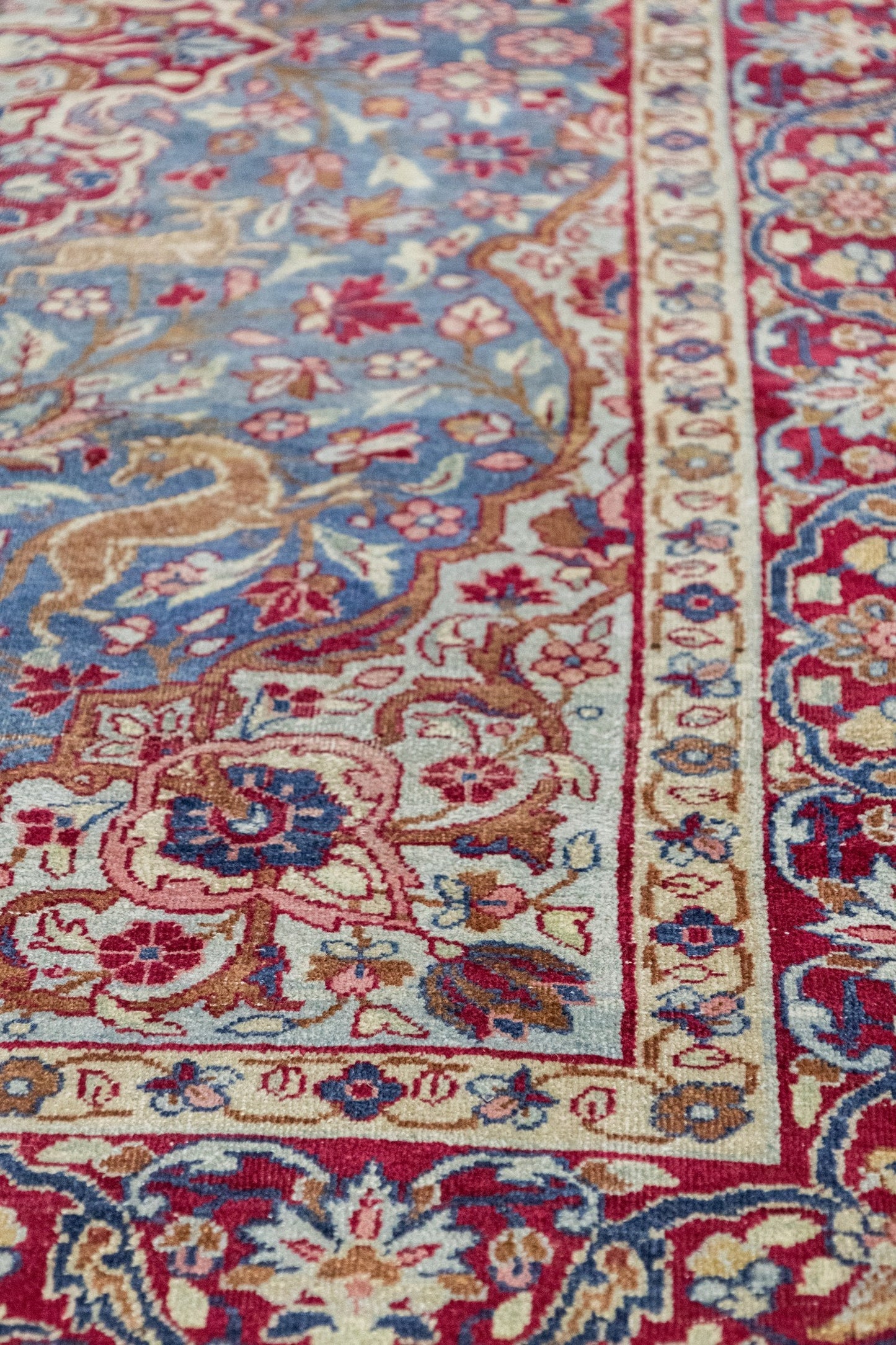 Vintage Hunting Mashad Handwoven Traditional Rug, J89144