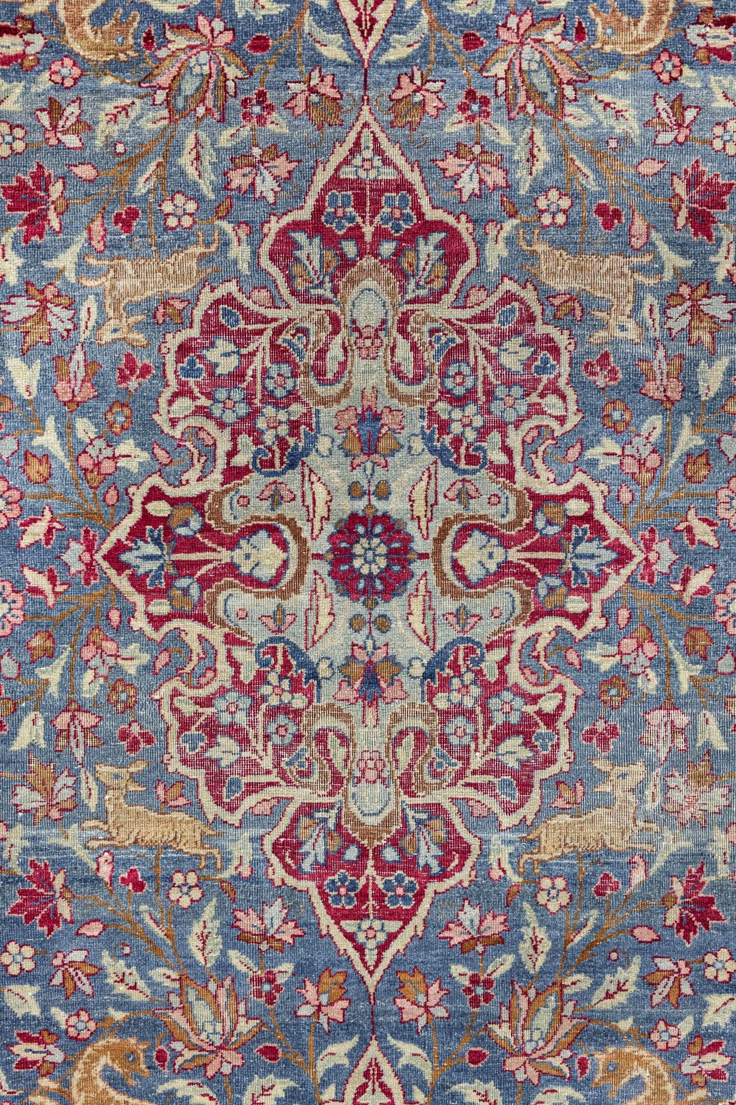 Vintage Hunting Mashad Handwoven Traditional Rug, J89144