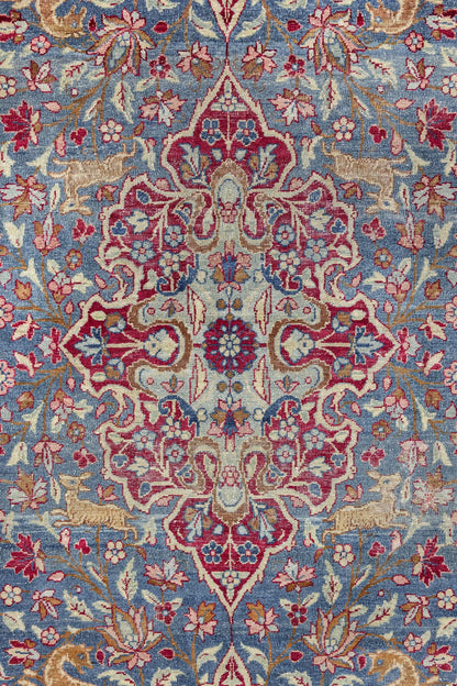 Vintage Hunting Mashad Handwoven Traditional Rug, J89144