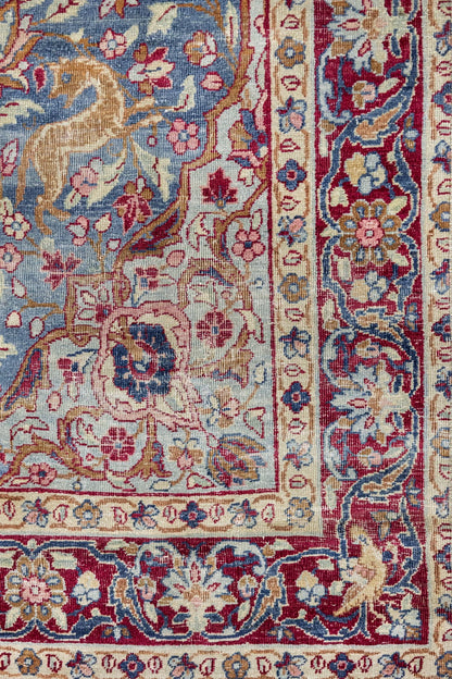 Vintage Hunting Mashad Handwoven Traditional Rug, J89144