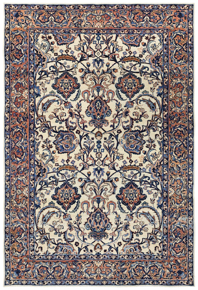 Vintage Isfahan Handwoven Traditional Rug