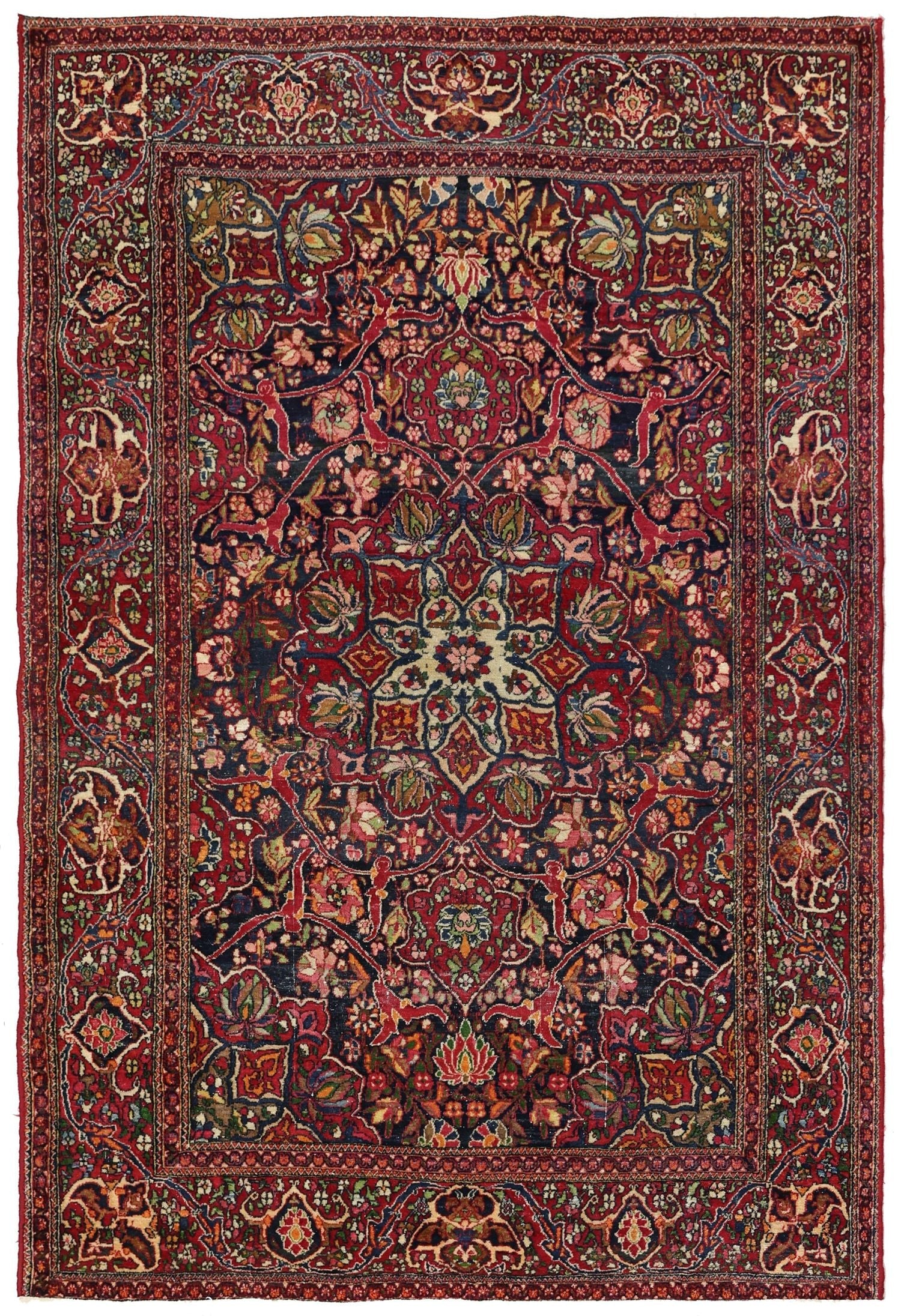 Antique Isphahan Handwoven Traditional Rug