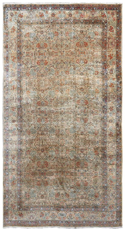 Antique Kerman Handwoven Traditional Rug