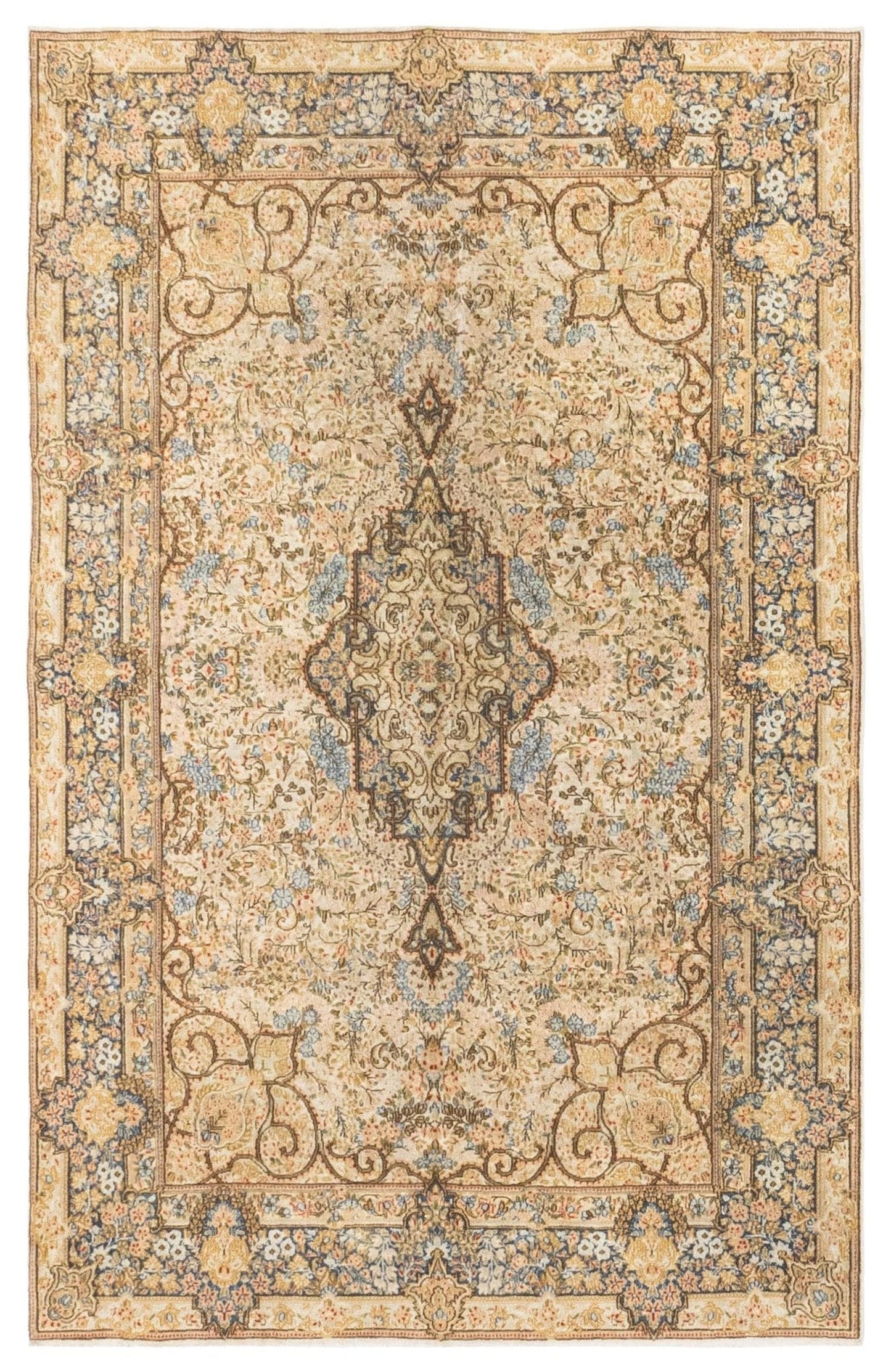 Antique Kerman Handwoven Traditional Rug