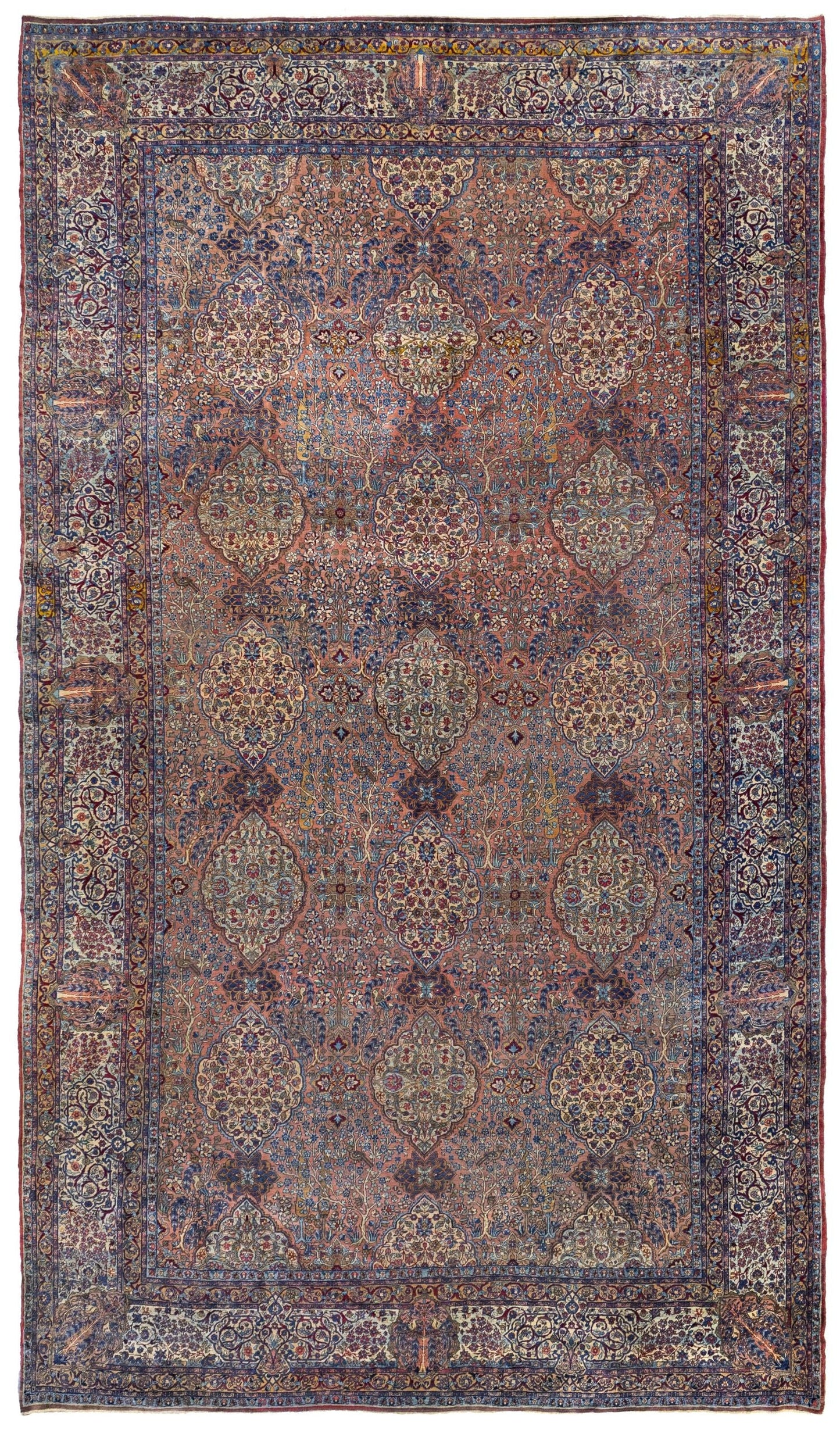 Antique Lavar Kerman Handwoven Traditional Rug