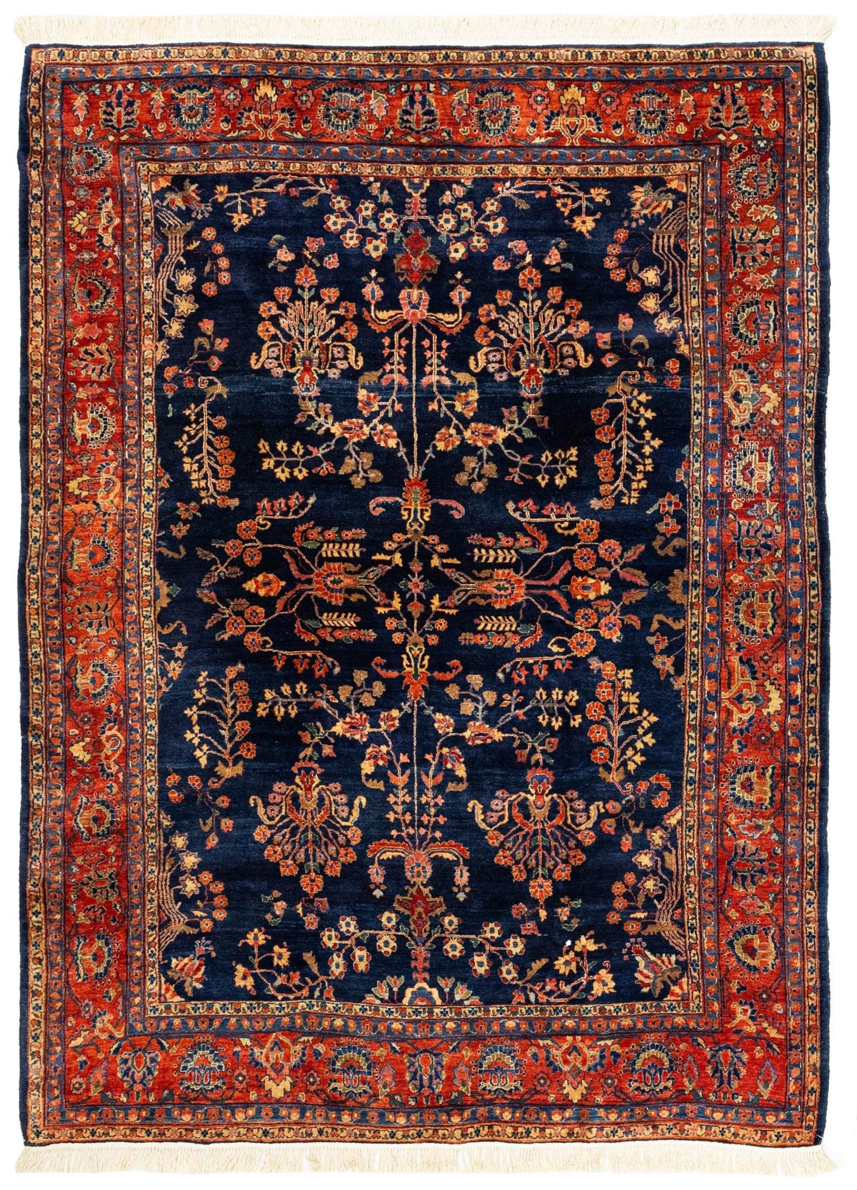 Antique Mahajaran Sarouk Handwoven Traditional Rug