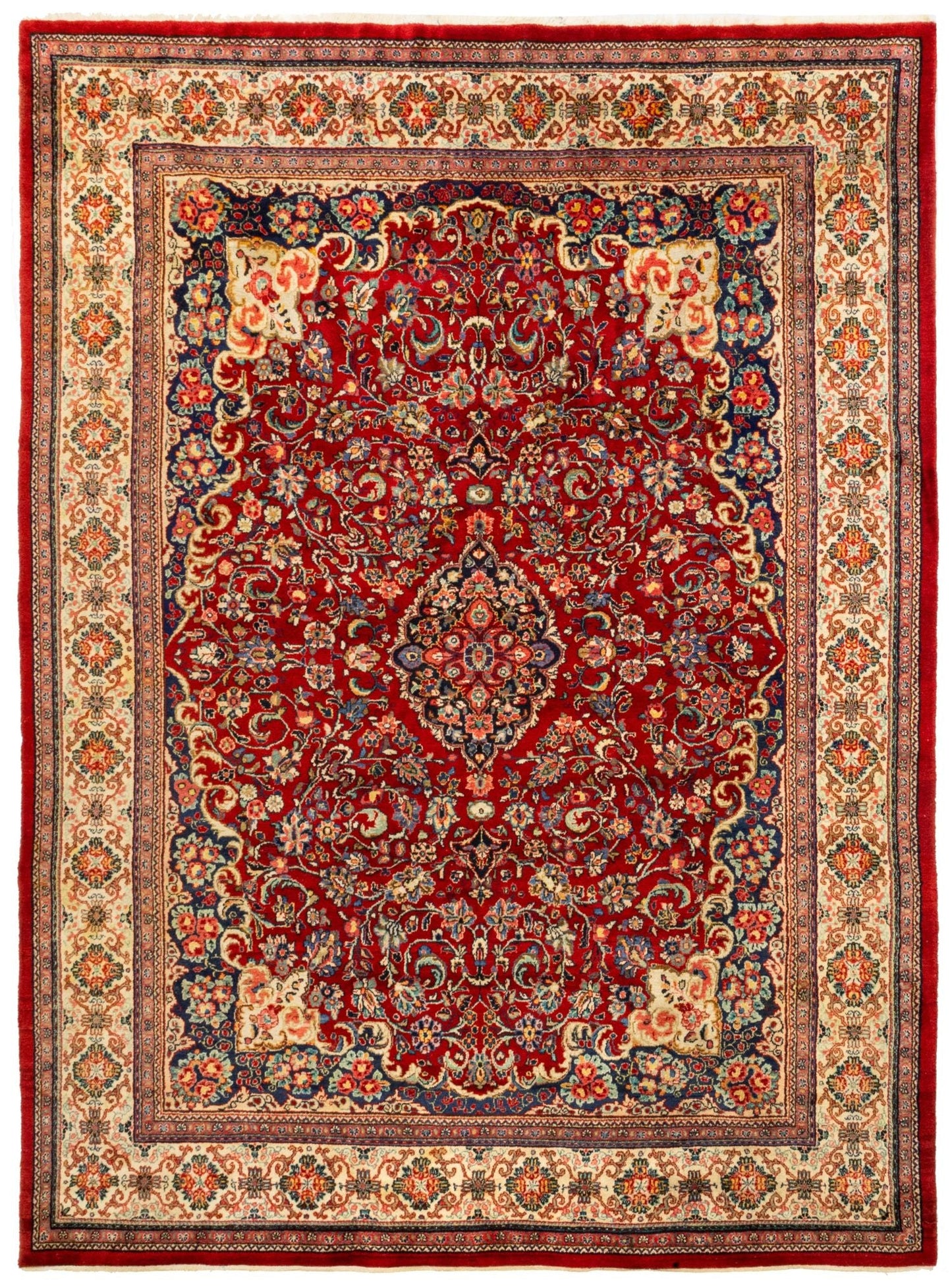 Vintage Mahal Sarouk Handwoven Traditional Rug