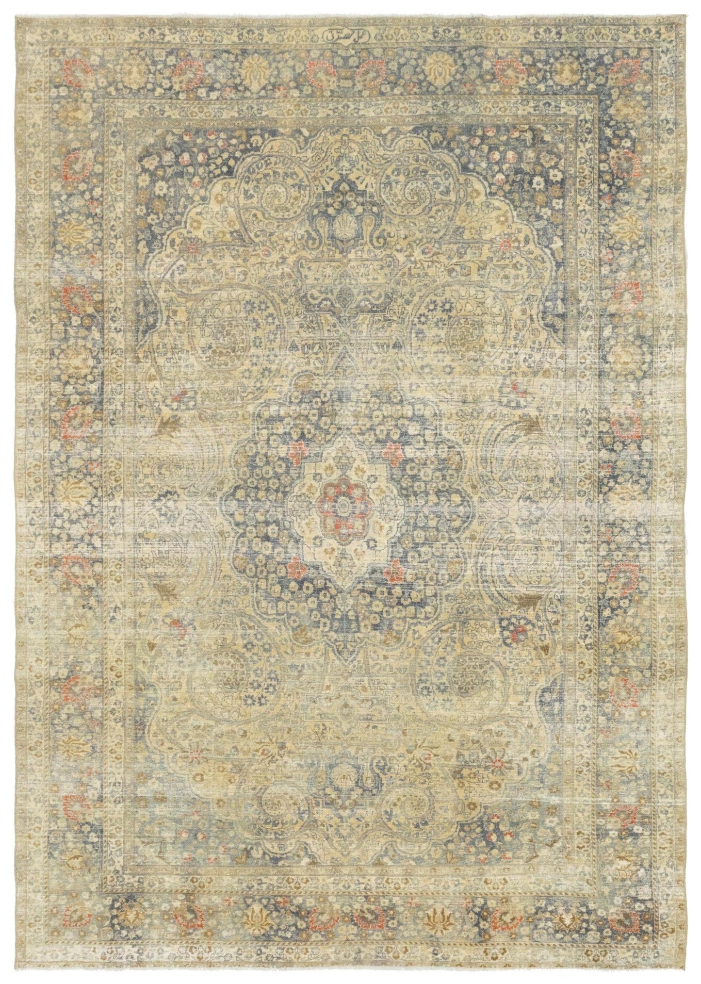 Vintage Mashad Handwoven Traditional Rug