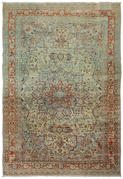 Vintage Mashad Handwoven Traditional Rug