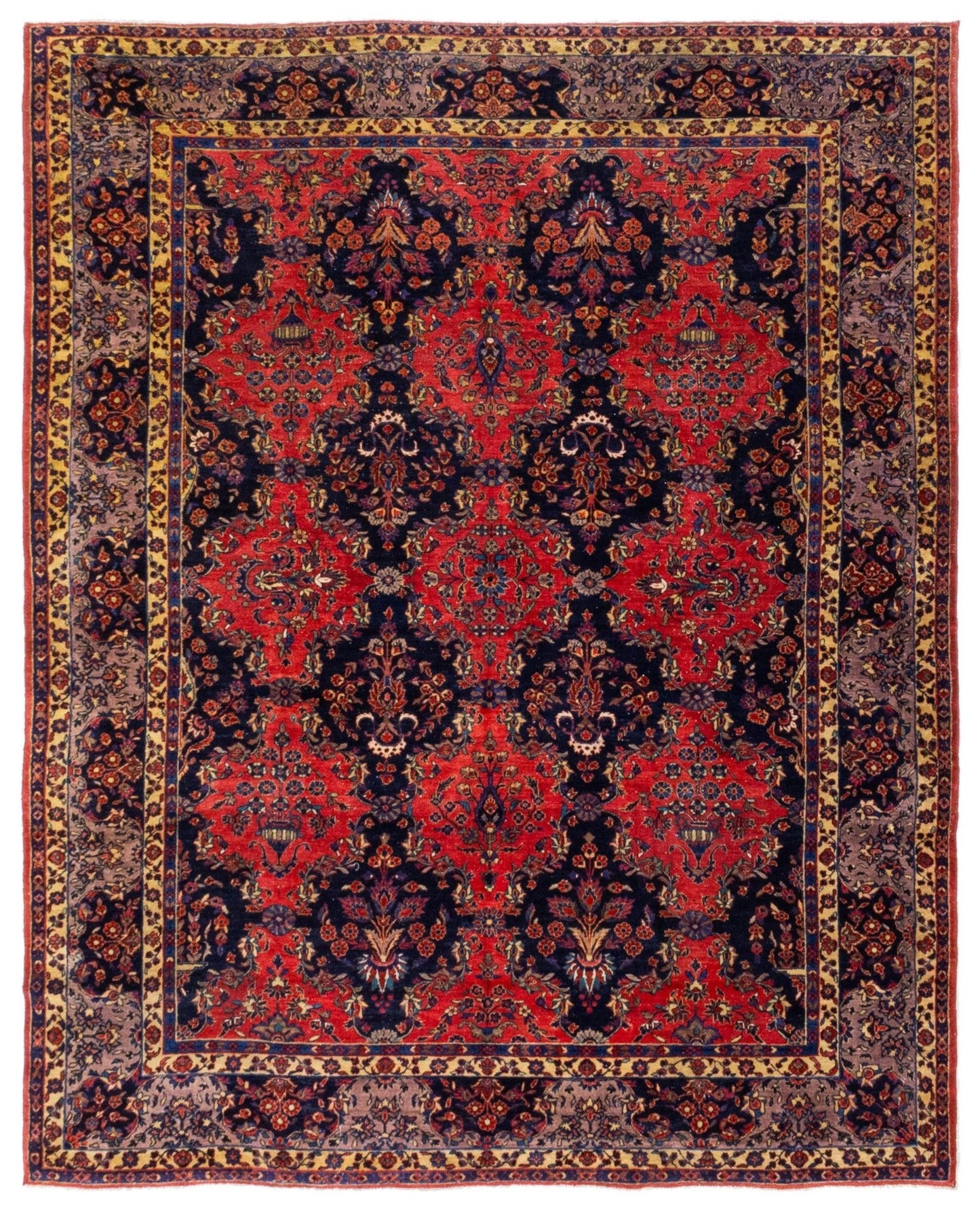 Antique Sarouk Handwoven Traditional Rug