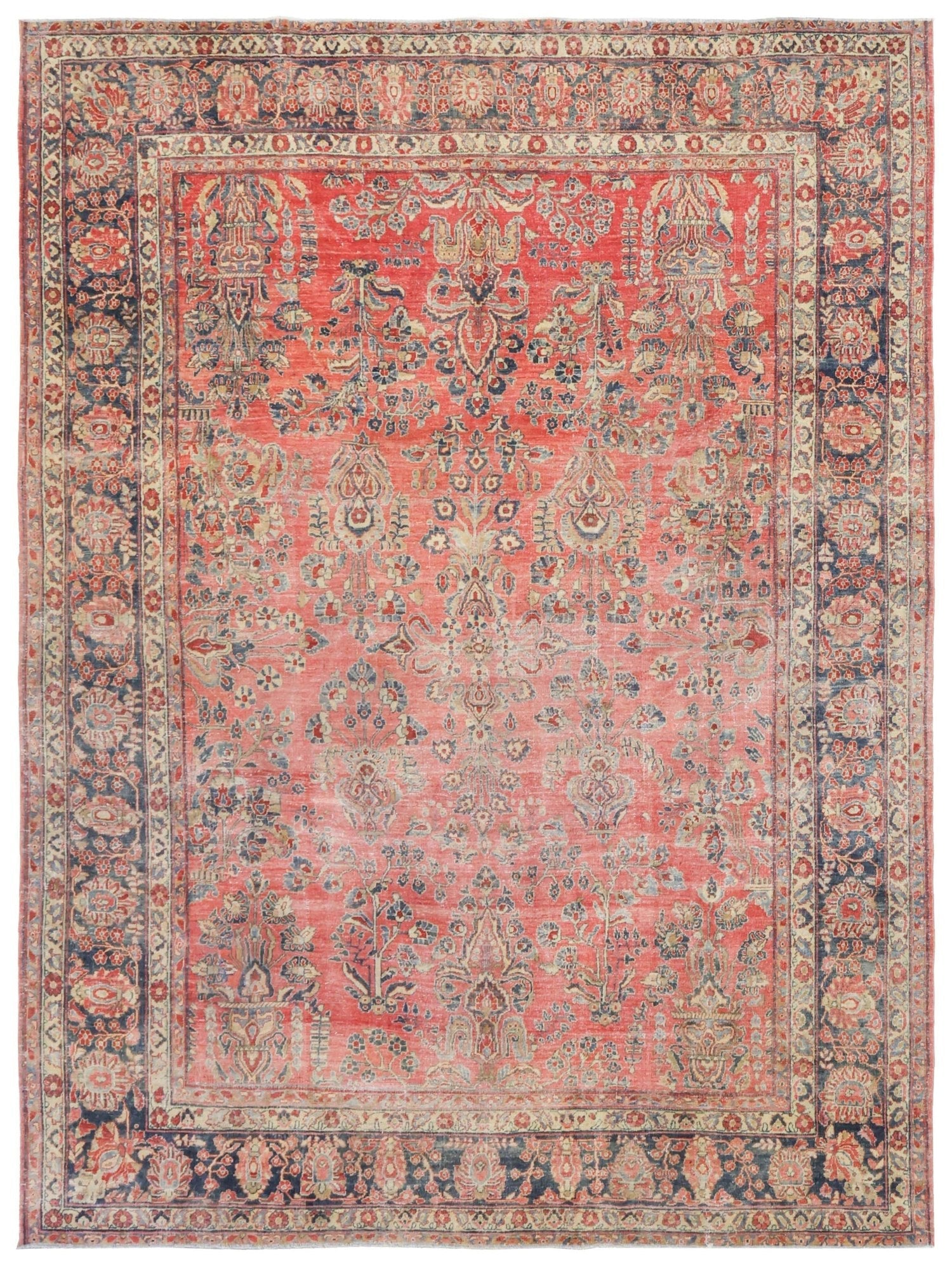 Vintage Sarouk Handwoven Traditional Rug