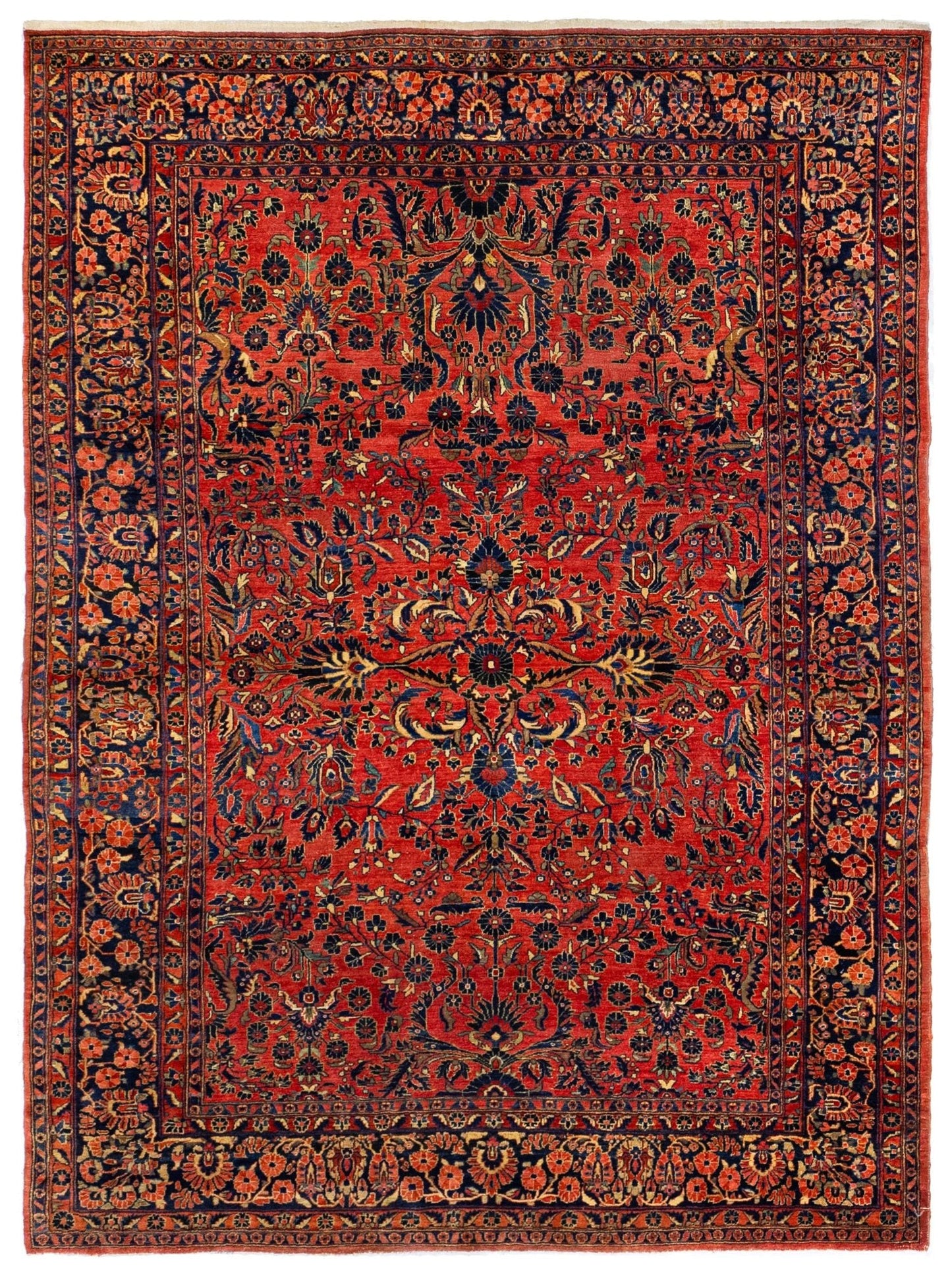 Antique Sarouk Handwoven Traditional Rug