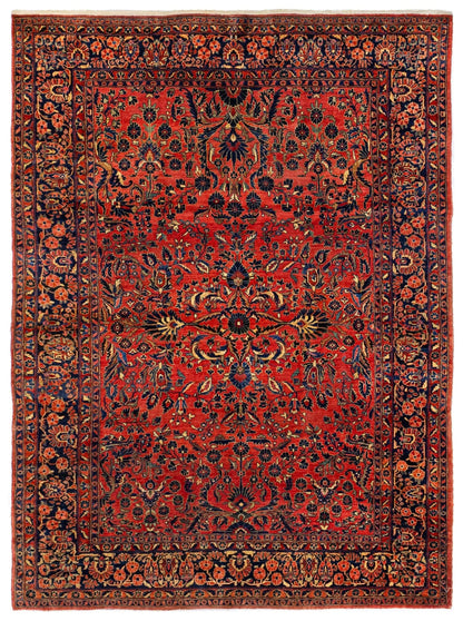 Antique Sarouk Handwoven Traditional Rug