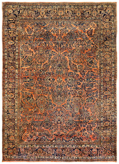 Antique Sarouk Handwoven Traditional Rug