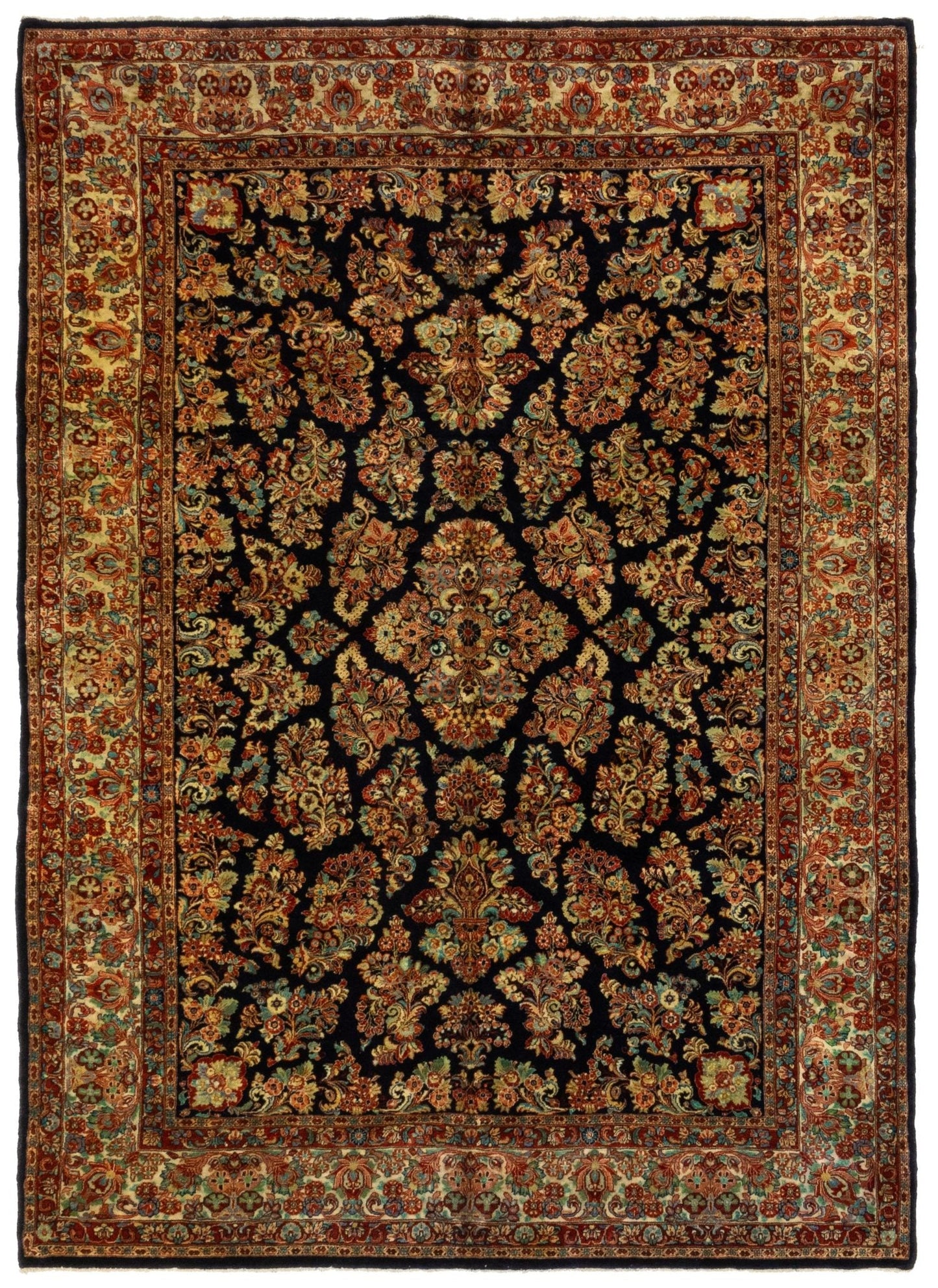 Antique Sarouk Handwoven Traditional Rug