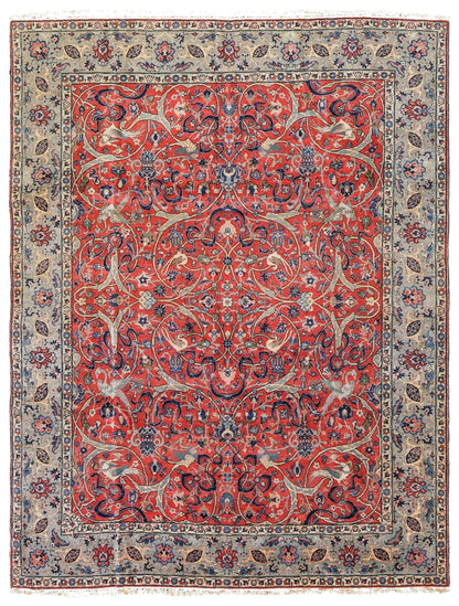Antique Tabriz Handwoven Traditional Rug