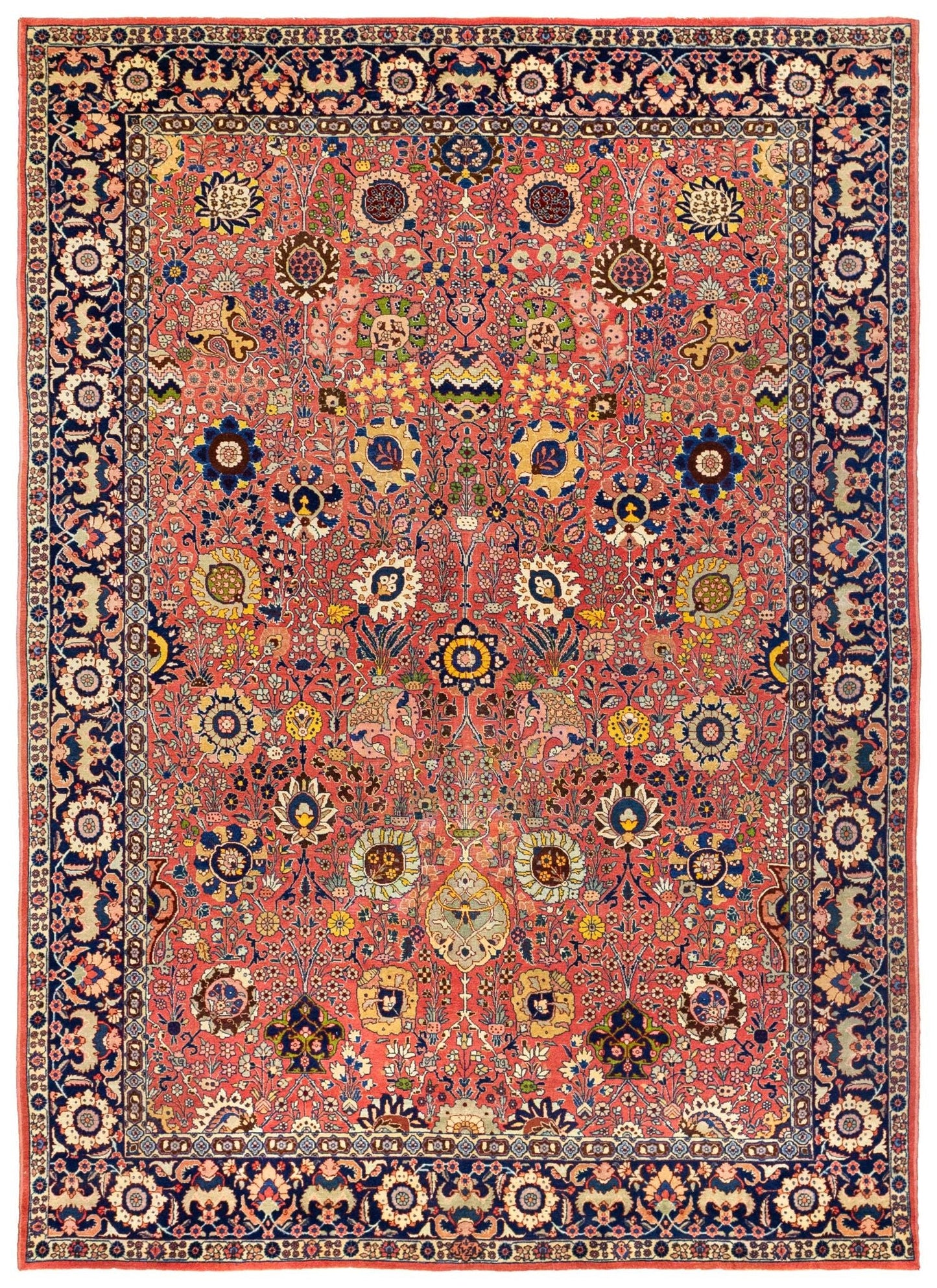 Antique Tabriz Handwoven Traditional Rug
