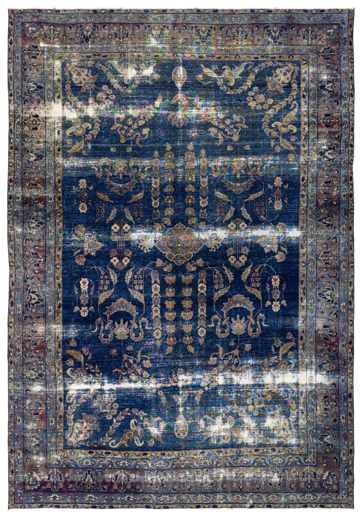 Vintage Yezd Handwoven Traditional Rug
