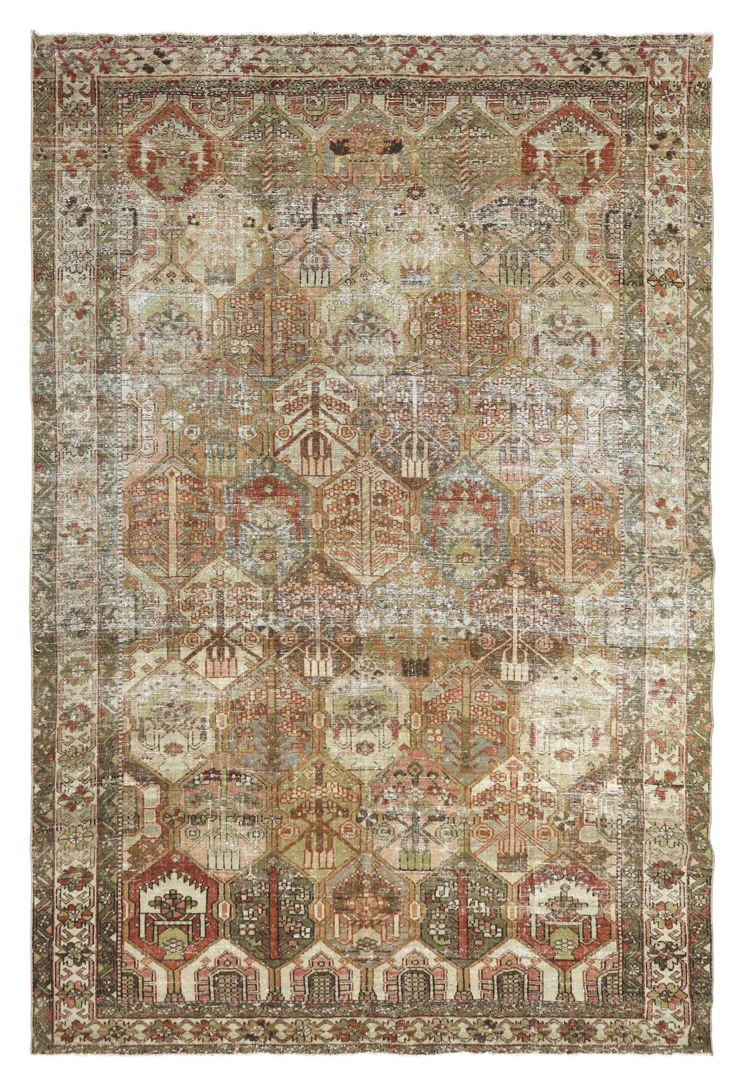 Vintage Bakhtiari Handwoven Transitional Rug