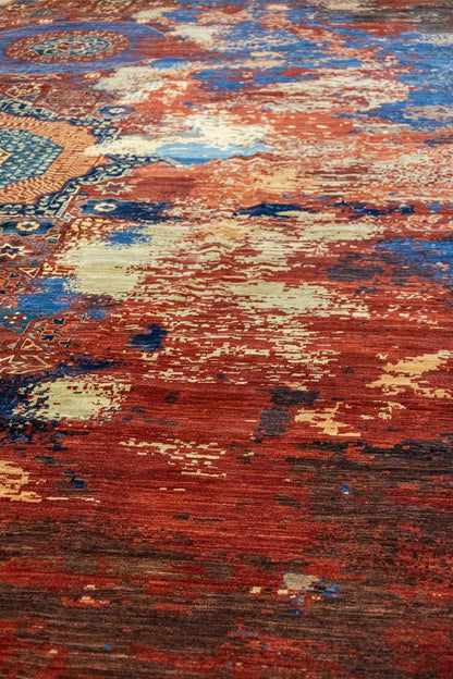 Erased Mamluk Handwoven Transitional Rug, J86193