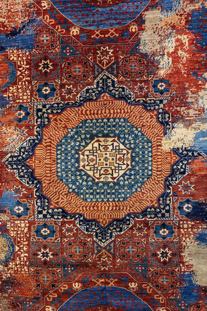 Erased Mamluk Handwoven Transitional Rug, J86193