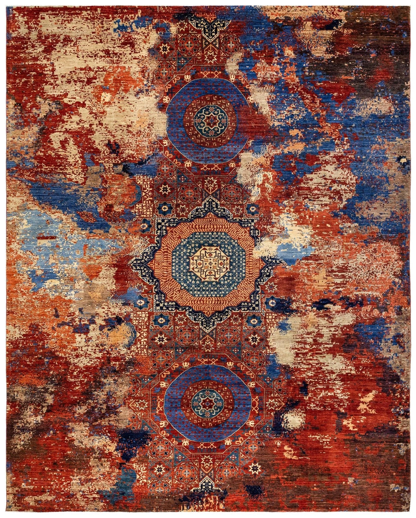 Erased Mamluk Handwoven Transitional Rug