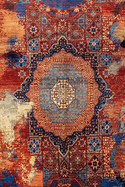 Erased Mamluk Handwoven Transitional Rug, J86203