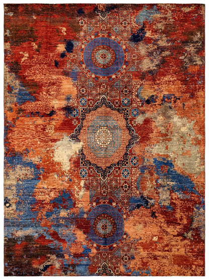 Erased Mamluk Handwoven Transitional Rug