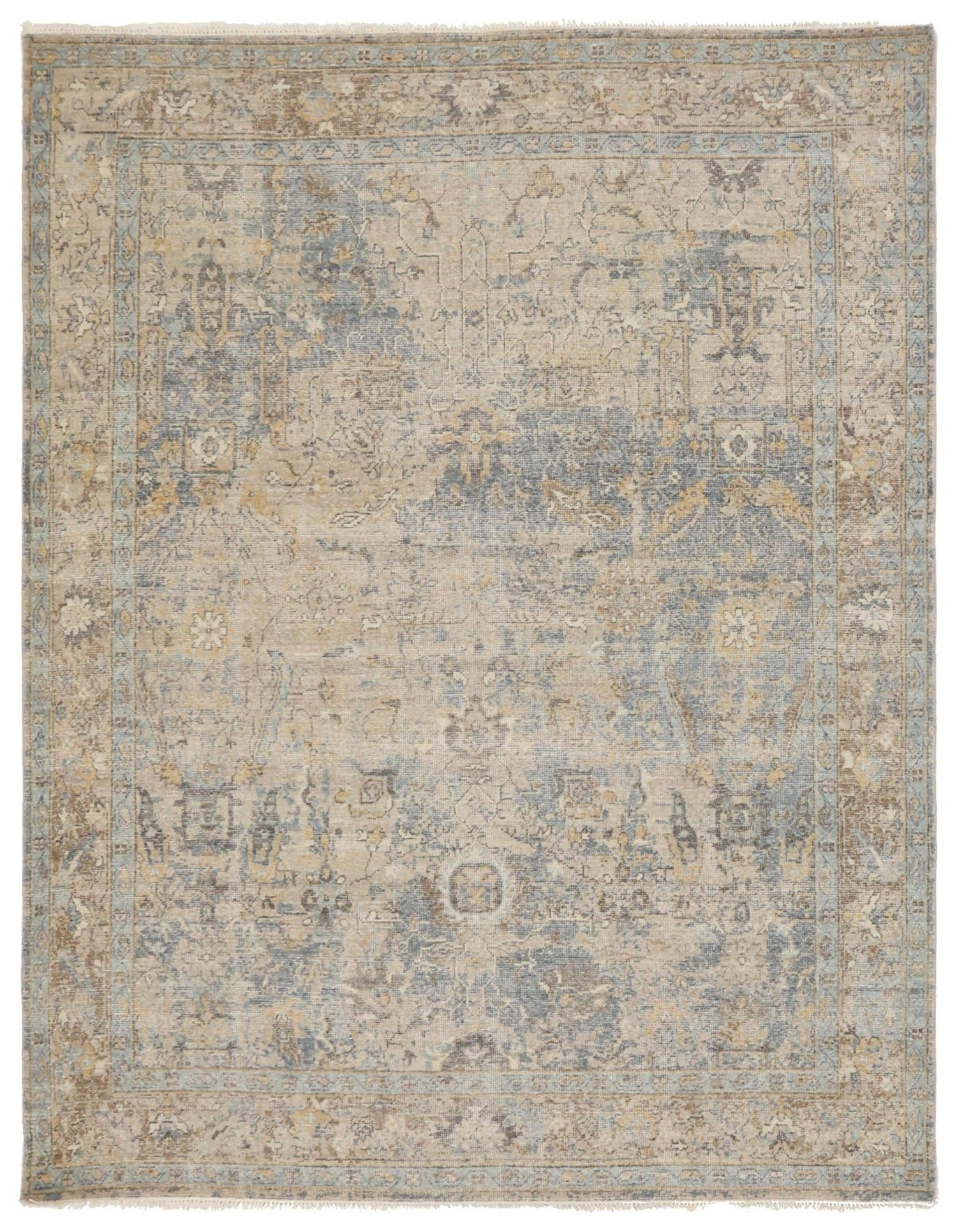Erased Sultanabad Handwoven Transitional Rug
