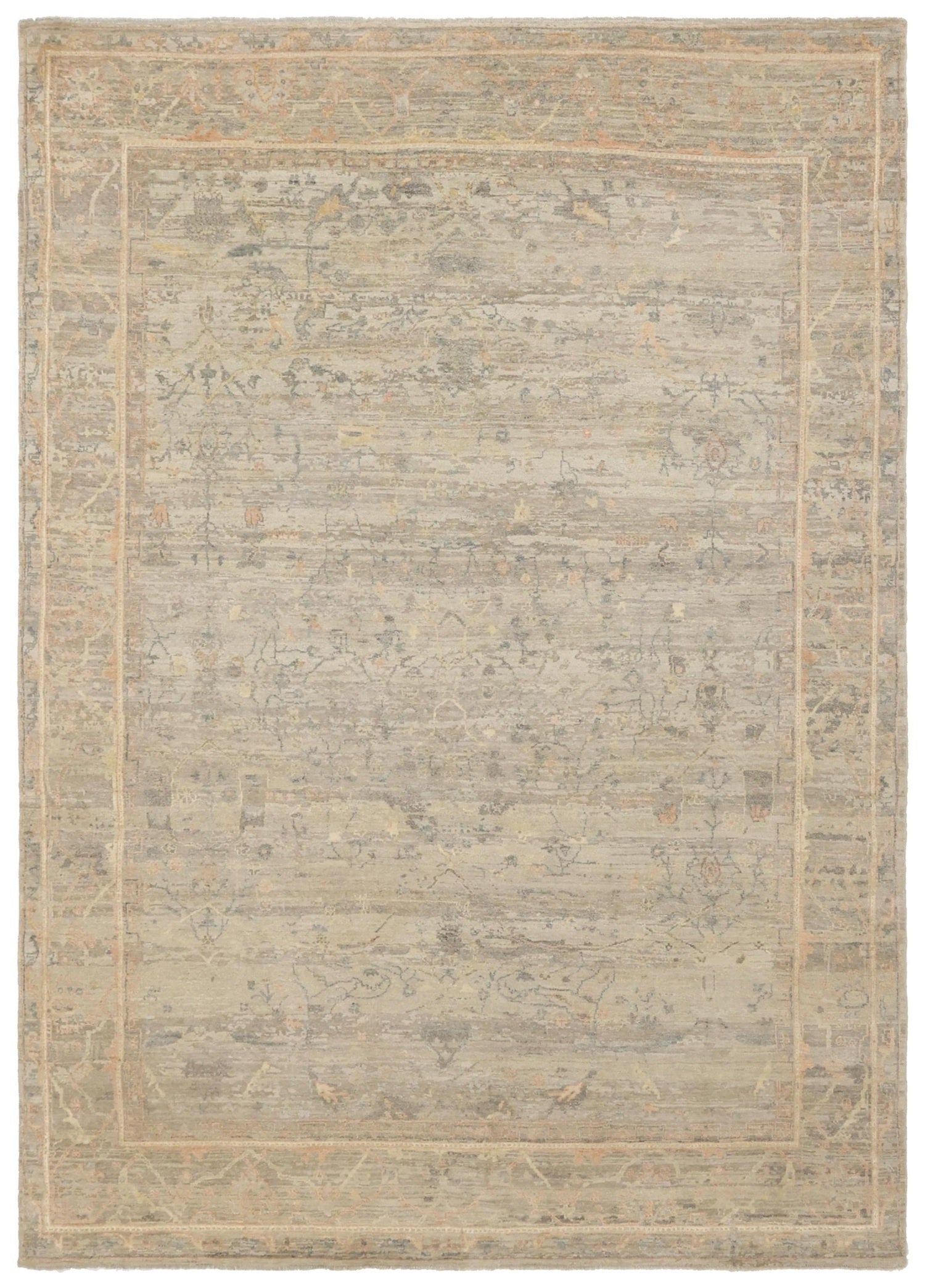 Erased Tabriz Handwoven Transitional Rug