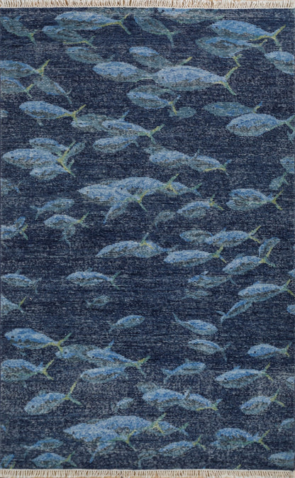 Fish School Handwoven Transitional Rug