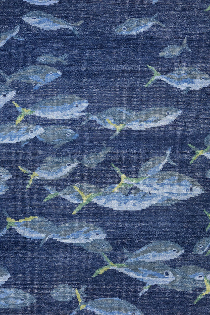 Fish School Handwoven Transitional Rug, J87580