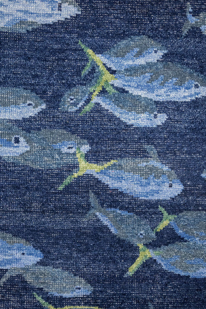 Fish School Handwoven Transitional Rug, J87580