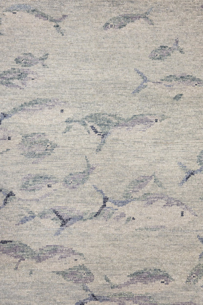 Fish School Handwoven Transitional Rug, J87612