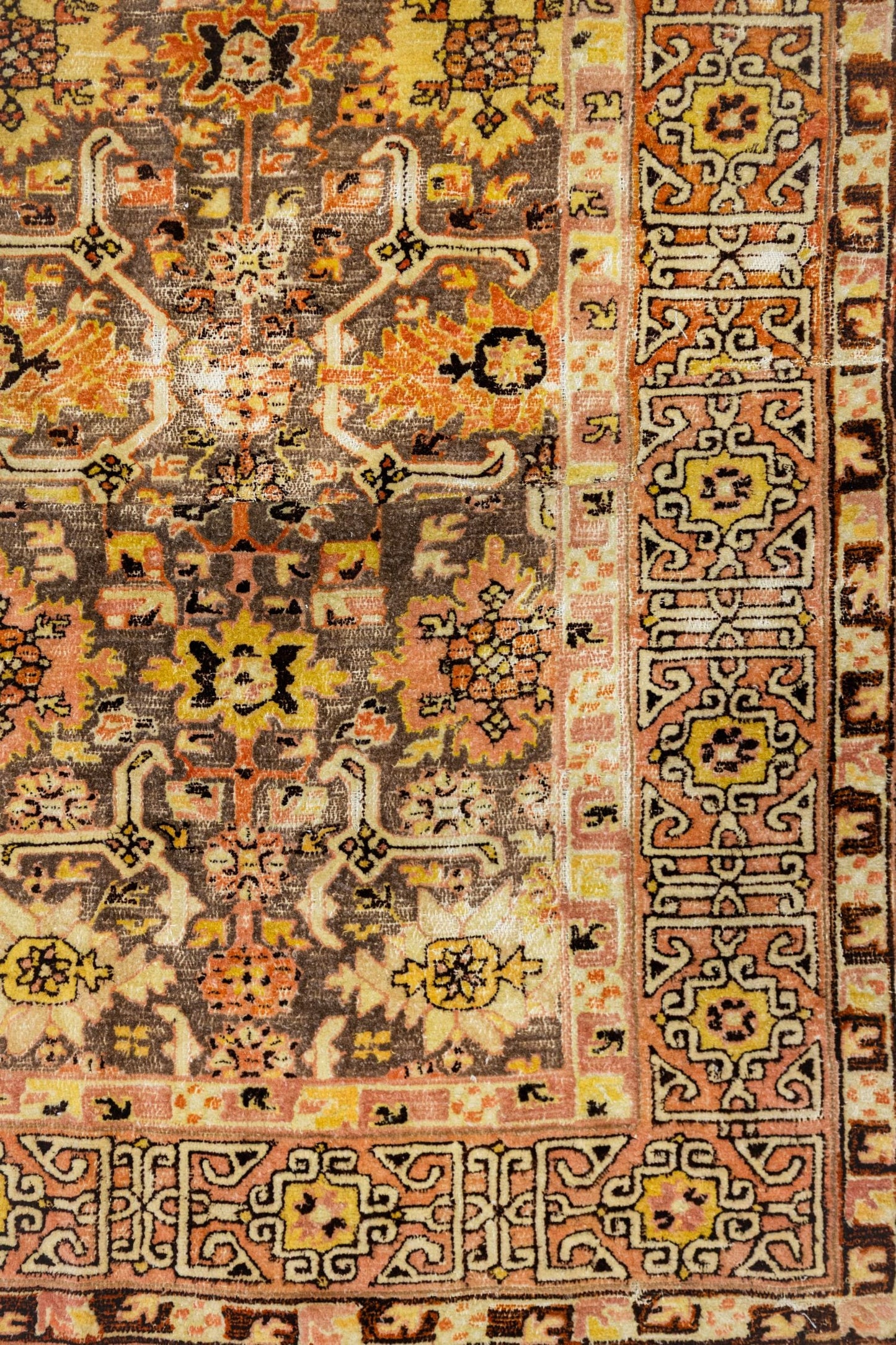 Vintage Hooked Harshang Handwoven Transitional Rug, J87194