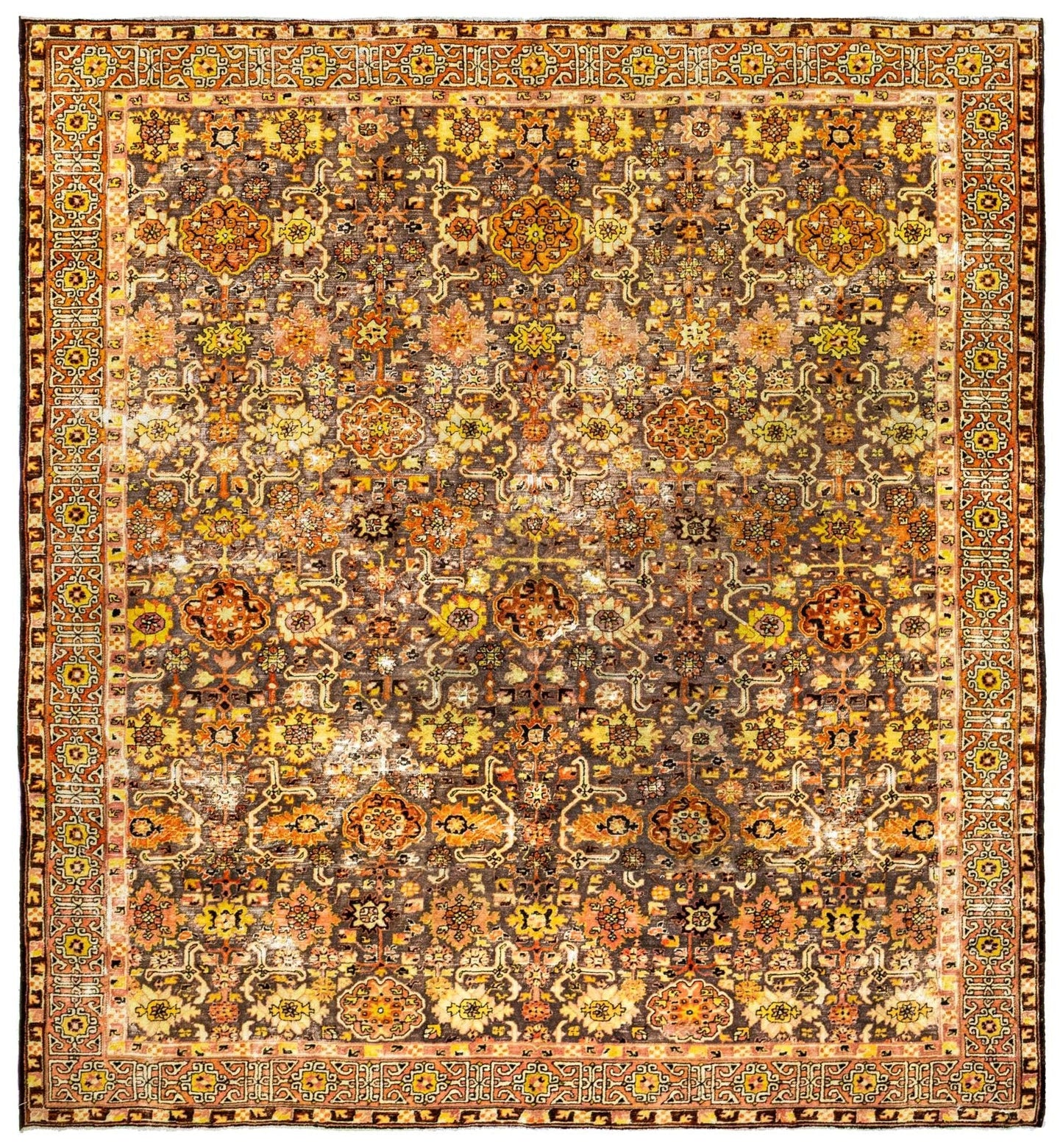 Vintage Hooked Harshang Handwoven Transitional Rug