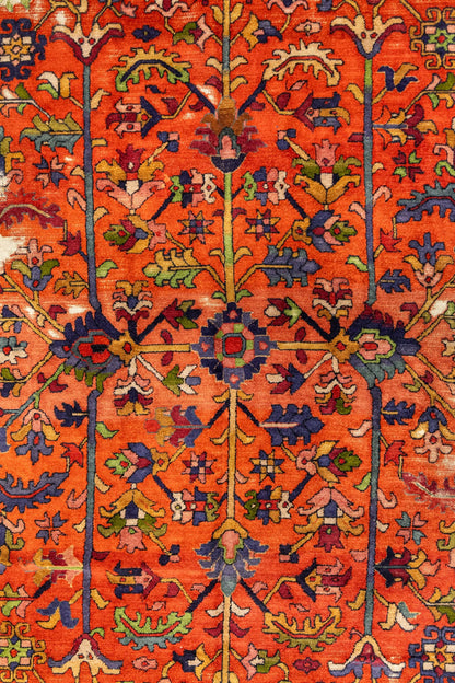 Vintage Hooked Heriz Handwoven Transitional Rug, J87193
